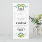 Yellow Floral Greenerity Foliage Wedding Menu Card Ankündigung (Stehend Vorderseite)