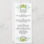 Yellow Floral Greenerity Foliage Wedding Menu Card Ankündigung (Vorderseite)