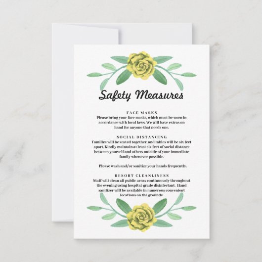 Yellow Floral Greenery Foliage Safety Measurement  Ankündigung (Vorderseite)