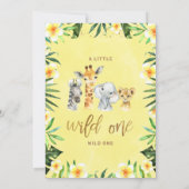 Yellow Floral Greenery Safari Wild One Baby Shower Einladung (Rückseite)