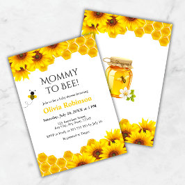 Yellow Floral Honeycomb Mommy to Bee Baby Dusche Einladung