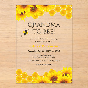 Yellow Floral Honeycomb Oma to Bee Baby Dusche Acryleinladungen