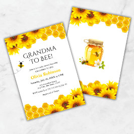 Yellow Floral Honeycomb Oma to Bee Baby Dusche Einladung