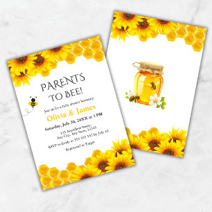 Yellow Floral Honeycomb Partys to Bee Baby Shower Einladung