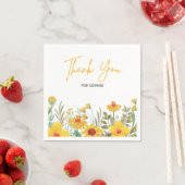 Yellow Floral Illustration Wedding Vielen Dank Serviette (Beispiel)