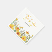 Yellow Floral Illustration Wedding Vielen Dank Serviette (Ecke)