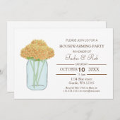 Yellow floral jar Housewarming Einladung (Vorne/Hinten)