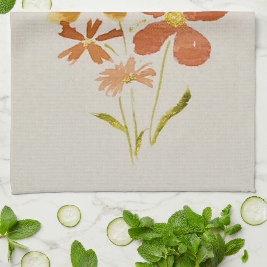 Yellow floral Kitchen Towel Geschirrtuch (Gefaltet)