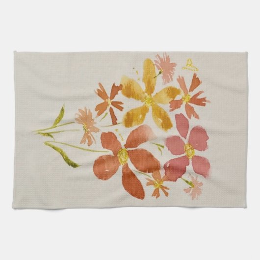Yellow floral Kitchen Towel Geschirrtuch (Horizontal)