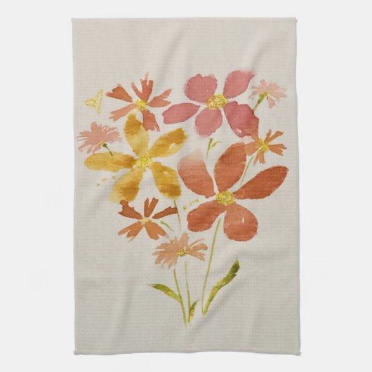 Yellow floral Kitchen Towel Geschirrtuch (Vertikal)