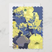 Yellow Floral Leafy Dusty Blue Künstlerisch Weddin Einladung (Rückseite)