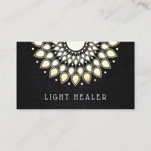 Yellow Floral Lotus Mandala Energy Healer Visitenkarte