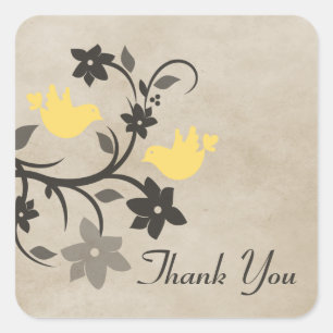 Yellow Floral Lovebirds Danke Stickers