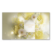 Yellow Floral Mimosa Geometric Diamond Frame Magnetische Visitenkarte (Vorderseite)