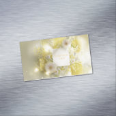Yellow Floral Mimosa Geometric Diamond Frame Magnetische Visitenkarte (Beispiel)
