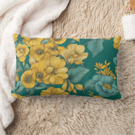 Yellow Floral Mode AI Art Lendenkissen
