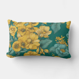 Yellow Floral Mode AI Art Lendenkissen