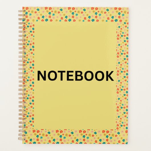Yellow Floral Notebook | Cute Small Flowers & Colo Planer (Vorderseite)