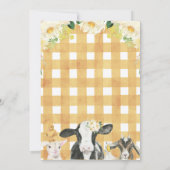 Yellow Floral Oink Moo Neigh Farm Baby Dusche Einladung (Rückseite)