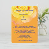 Yellow Floral Orange Rose Navy Blue Boho Wedding I Einladung (Stehend Vorderseite)