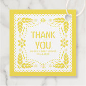 Yellow floral papado Picado Danke Baby Shoower Geschenkanhänger (Rückseite)