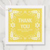 Yellow floral papado Picado Danke Baby Shoower Geschenkanhänger (Vorderseite)