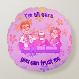 yellow Floral Pattern psychiatrist  Rundes Kissen