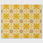 yellow floral-patterned design with white, orange geschenkpapier (Flach)