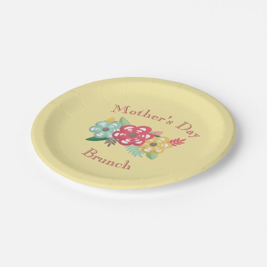 Yellow Floral Personalize Pappteller (Schrägansicht)