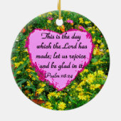YELLOW FLORAL PSALM 118:24 FOTO-DESIGN KERAMIK ORNAMENT (Hinten)