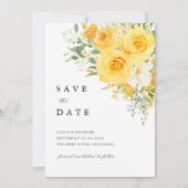 Yellow Floral Rose Wedding Save the Date (Vorderseite)