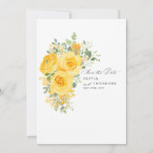 Yellow Floral Rose Wedding Save the Date (Rückseite)