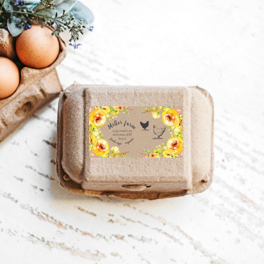 yellow floral rustic script Egg Pappe Label