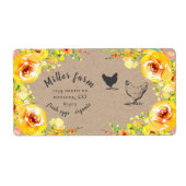 yellow floral rustic script Egg Pappe Label (Vorne)