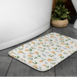 Yellow Floral Scandinavien Badematte