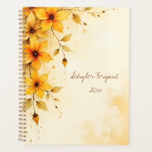 Yellow Floral Spiral-bound Spring Botanical Planer (Vorderseite)
