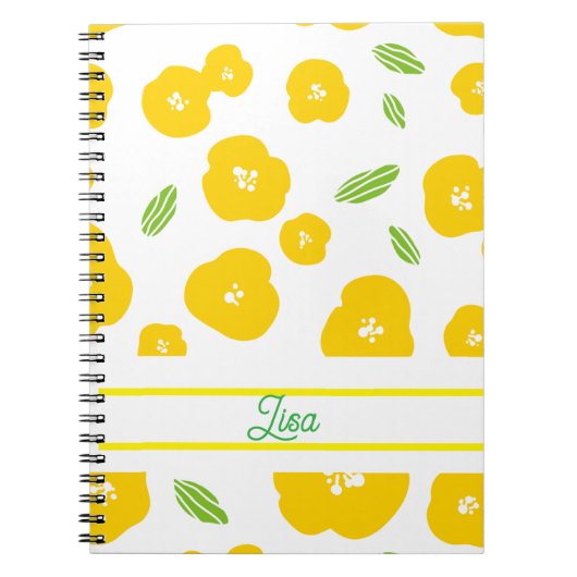 Yellow Floral Spiral Photo Notebook Notizblock (Vorderseite)