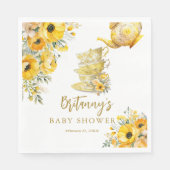 Yellow Floral Tee Party Cups Kinderdusche Serviette (Vorderseite)