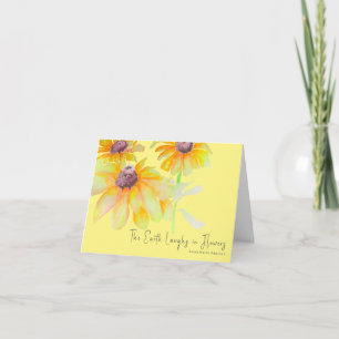 Yellow Floral Watercolor Hinweis Karte