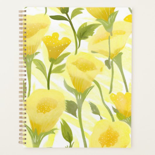Yellow Floral Watercolor Painting Planer (Vorderseite)
