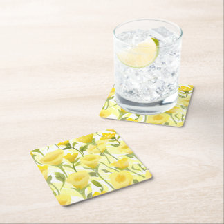 Yellow Floral Watercolor Painting Rechteckiger Pappuntersetzer