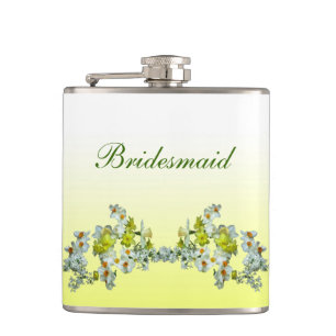 Yellow Floral Wedding Bridesmaid Flachmann