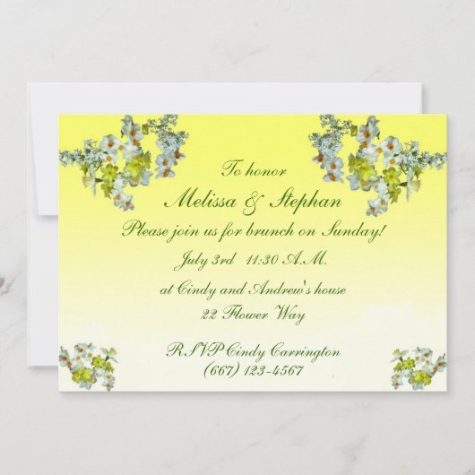 Yellow Floral Wedding Einladung (Vorderseite)