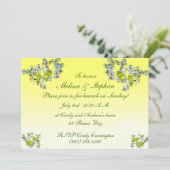 Yellow Floral Wedding Einladung (Stehend Vorderseite)