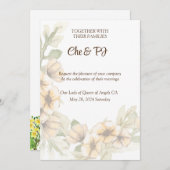 Yellow Floral Wedding Theme Einladung (Vorne/Hinten)