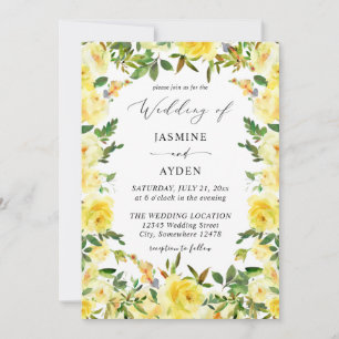 Yellow Floral Wedding V2 Einladung