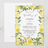Yellow Floral Wedding V2 Einladung (Vorne/Hinten)