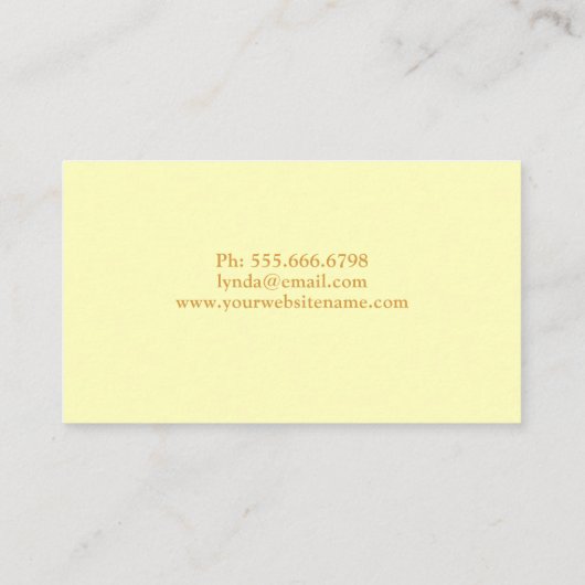 Yellow Floral Wedgecake Bakery Business Card Visitenkarte (Rückseite)
