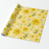 Yellow Floral Wrapping Paper Geschenkpapier (Ungerollt)