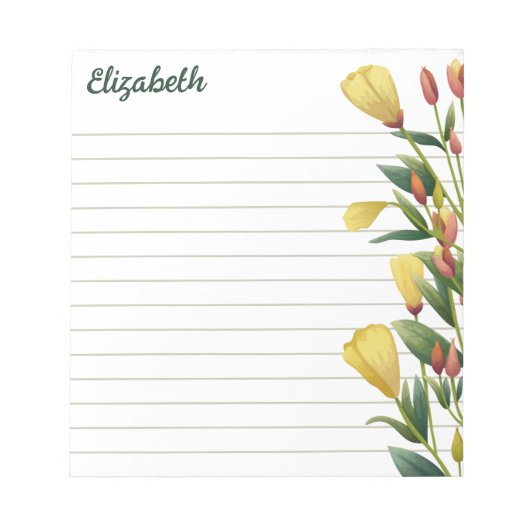 Yellow Florals Abend Primrose Linz Notizblock (Vorderseite)